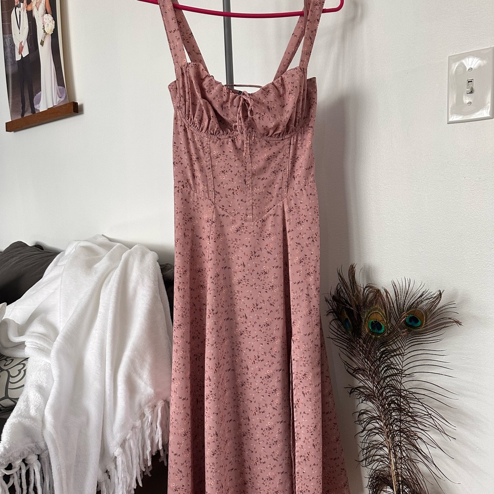 WINDSOR SWEET SPICE CORSET LACE-UP FLORAL MIDI DRESS SIZE SMALL